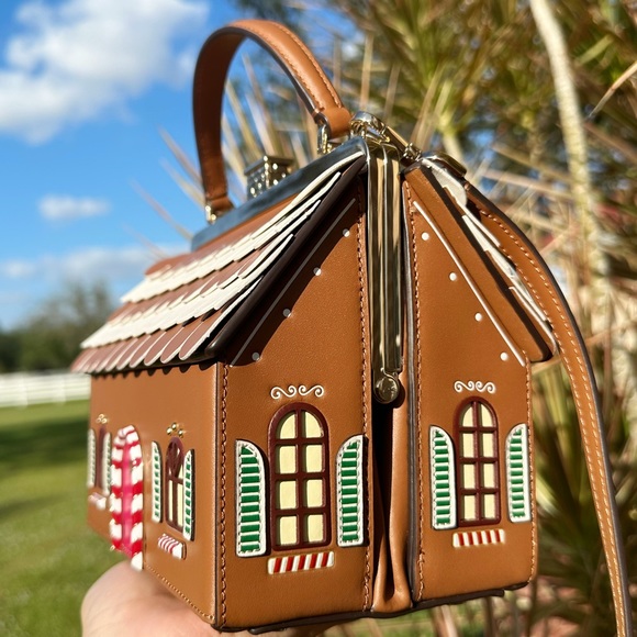 Kate Spade Gingerbread House Novelty Crossbody Handbag Rare Holiday Collection - Picture 9 of 14